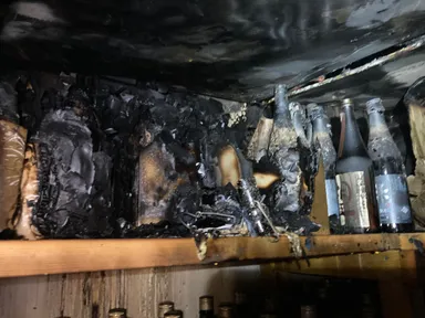 焼けてしまった保冷庫内の日本酒
