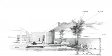 深い軒の出は夏は日陰を作り、冬は部屋に陽ざしを入れる効果も