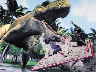 ▲映像ミュージアム常設展　「空飛ぶ魔法のじゅうたん」のアトラクション