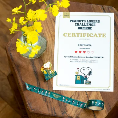 もれなくもらえる受検者特典 (LOVERSピンズ、LOVERS認定証、LOVERSマスキングテープ)