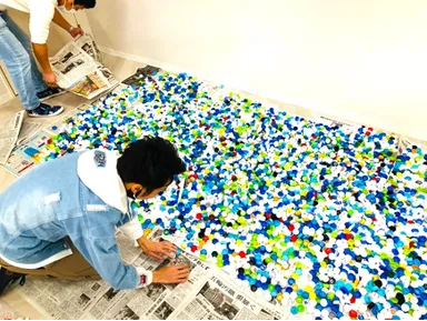 活動の様子(回収したキャップの集計)