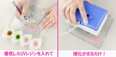 着色したUVレジンを入れて硬化させるだけ!