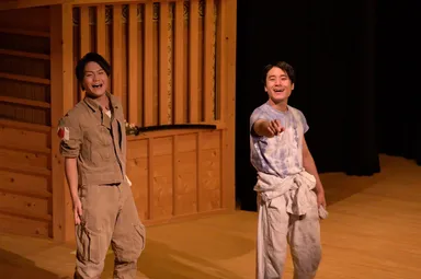 高知公演・弁天座にて 舞台「流れる雲よ」の坂本光太郎と中原正人