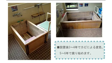 設置後3～4年でカビ、5～6年で腐り始めます。