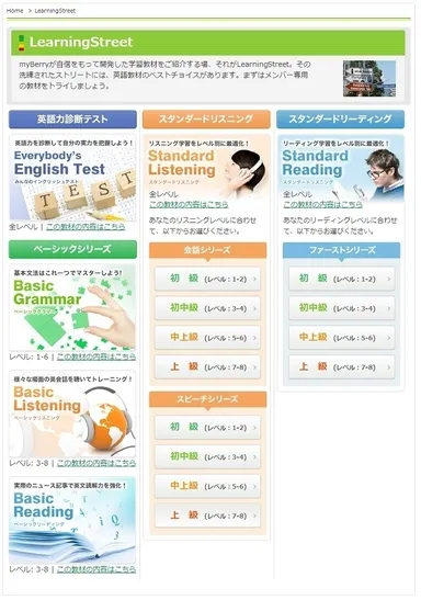 myBerry英語教材 メニュー
