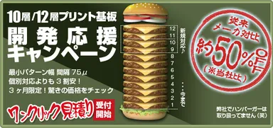 「10層／12層プリント基板 開発応援キャンペーン」