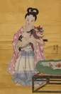 童児擁猫図(部分)　山本琴谷　明治時代・19世紀　絹本着色 東京国立博物館蔵