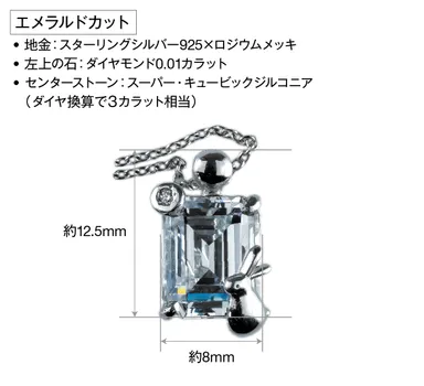 【サイズ】エメラルドカット_ペンダント