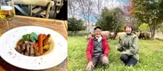 羊肉のフレンチコースをペアリングで初提供。右写真の左が生産者の山田忠男さん、右が当社 代表取締役社長の前川弘美