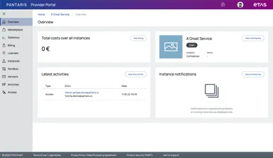 PANTARISプロバイダーポータル