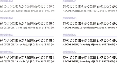 金剛明朝体 書体見本