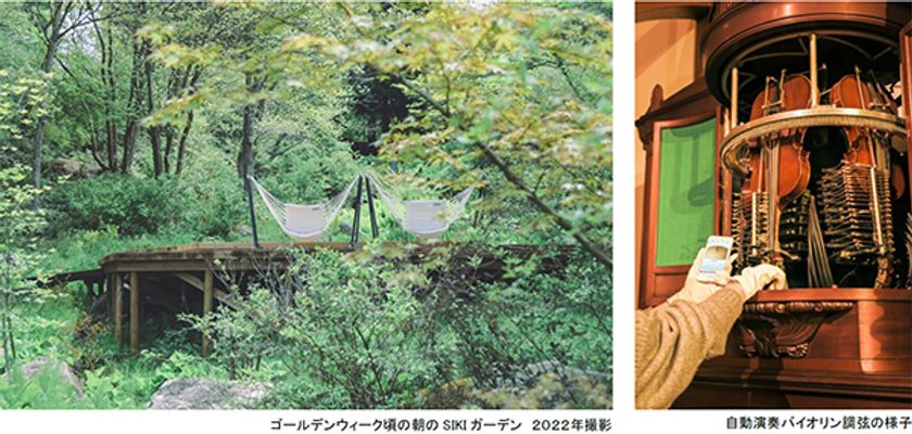 ROKKO森の音ミュージアム ゴールデンウィーク期間限定
朝のSIKIガーデン＆楽器準備公開
自動演奏バイオリンの調弦など公開実演