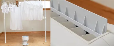 部屋干ししている洗濯物の真下から効率的に送風