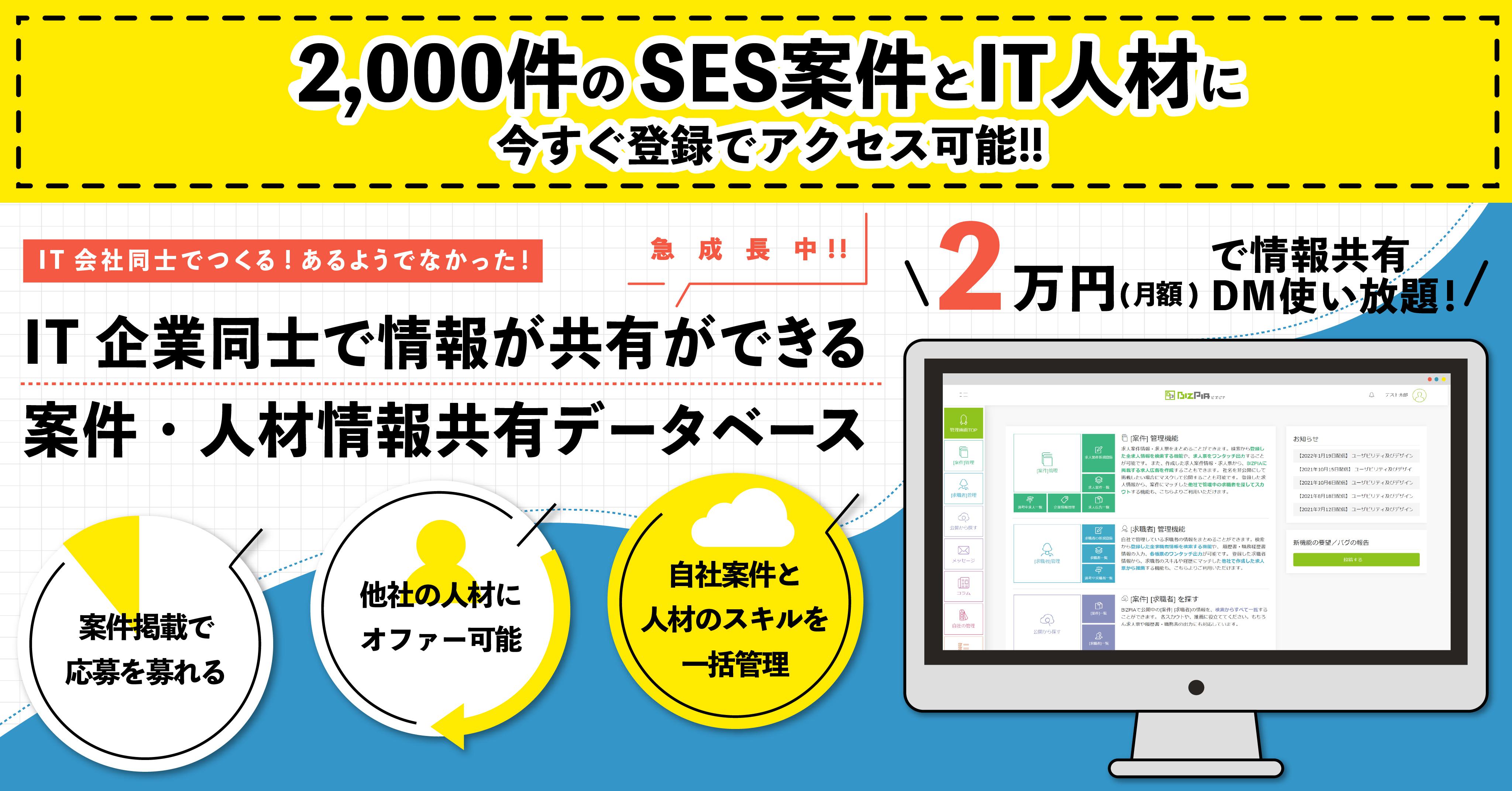 SESの案件／要員情報を共有して、チームの営業成績をアップしよう！