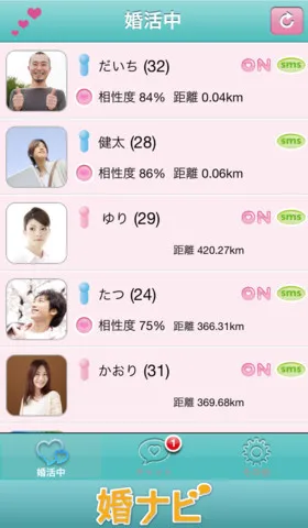 『婚ナビ』リスト一覧イメージ