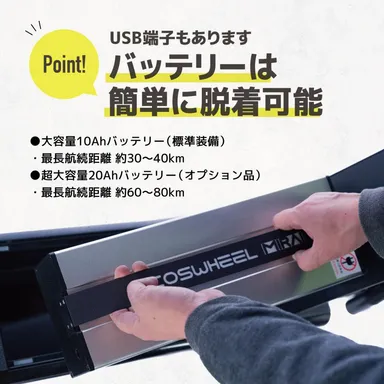 着脱可能なリチウムイオンバッテリー