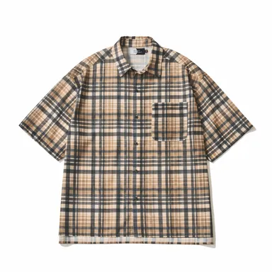 半袖メッシュ総柄シャツ BEIGE