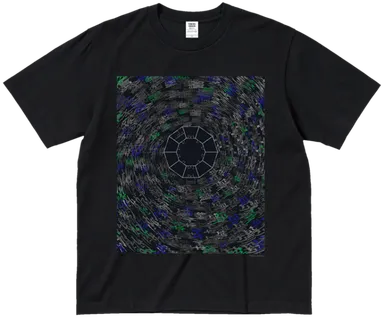 (3)見取り図と、周りに渦巻く登場人物名がモチーフ