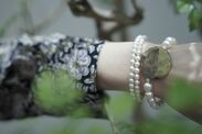 Akoya × stone bracelet