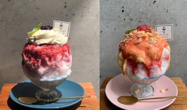 (左)Berry杏仁美容氷　(右)古都華カスタードパイ美容氷