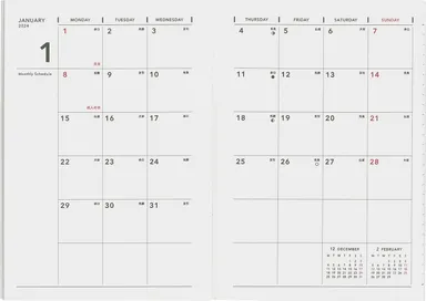 1ヵ月を一目で見渡せるマンスリータイプ