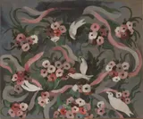 マリー・ローランサン 《鳩と花》  1935年頃　油彩／キャンヴァス（タペストリーの下絵） マリー・ローランサン美術館　(C) Musee Marie Laurencin