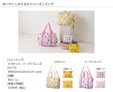 ポーチにしまえるキャリーオンバッグ　商品概要