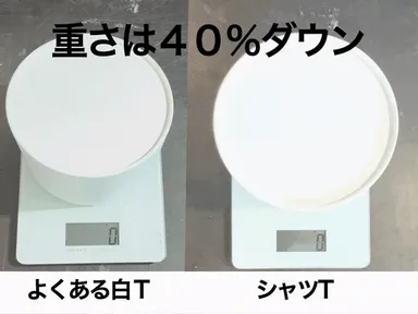 今までのTシャツと重さ比較