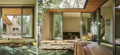 中庭を通して広がりを感じるイドコロのデザイン