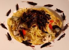昆虫系パスタ・イナゴのペペロンチーノ