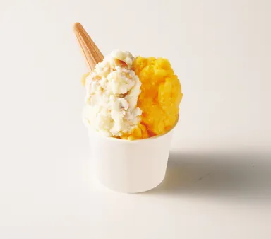 【たっちゃんのジェラート】「奄美ジェラート」(奄美はちみつ＆かけろま落花生＋たんかん　ダブル)