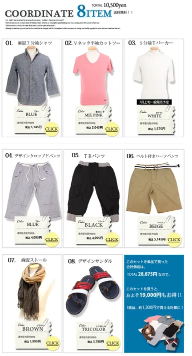 セットのアイテム内容について