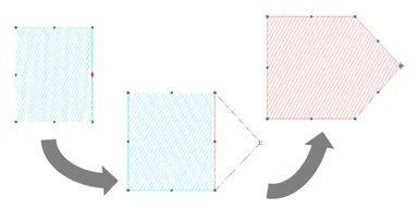 ハッチング図形を自由に変形可能