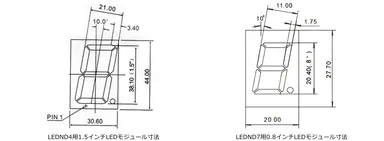 LEDND4用1.5インチ／LEDND7用0.8インチLEDモジュール寸法