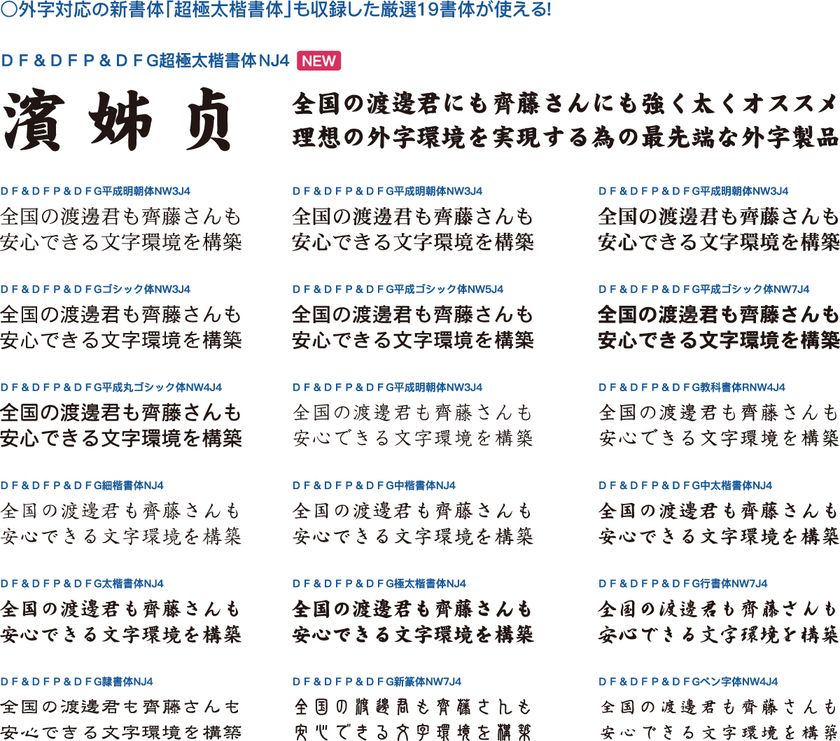 外字4,901文字対応!19書体が使えて作成・共有も可能 新製品 外字4,901文字対応!19書体が使えて作成・共有も可能 新製品