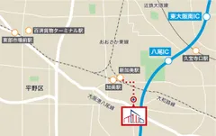 「(仮称)MCUD・ZIP大阪平野」周辺地図