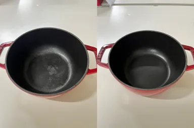 中面：クリーニング前(写真左)とクリーニング後(写真右)