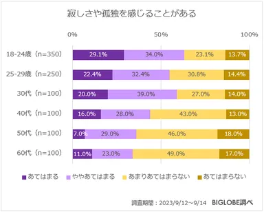 寂しさや孤独を感じることがある