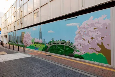 (仮称)明治安田生命新宿ビル工事仮囲いに設置されたピクセルアート(3)