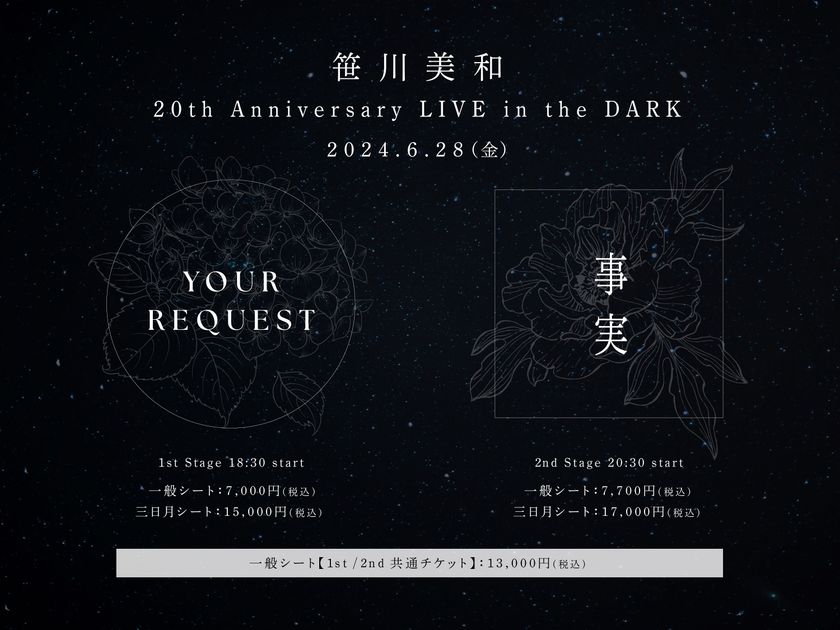 笹川美和デビュー20周年を記念した特別なプラネタリウムライブ
『笹川美和 20th Anniversary LIVE in the DARK』