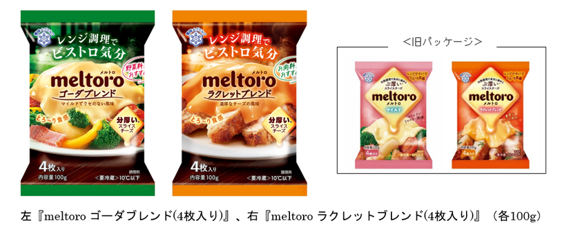 「レンジ調理でビストロ気分」を味わえるスライスチーズ!
『meltoro(メルトロ) ゴーダブレンド』
『meltoro(メルトロ) ラクレットブレンド』