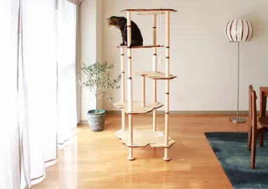 木製でほとんどのインテリアや既存の家具になじむmoftech にゃんこタワー