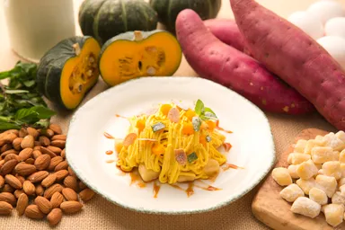 さつまいもニョッキとかぼちゃのモンブラン仕立て