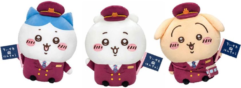 コラボレーション企画 CHIIKAWA×HANKYU
阪急電車に添乗している
「ハチワレ」「ちいかわ」「うさぎ」の
“BIGぬいぐるみ”を2月29日（木）から
期間限定で受注販売します