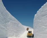 雪の大谷ウォーク会場周辺の除雪の様子