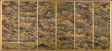 国宝　「洛中洛外図屏風(舟木本)」(左隻)　岩佐又兵衛筆　江戸時代・17世紀　東京国立博物館蔵