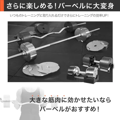 ダンベルをバーベルに