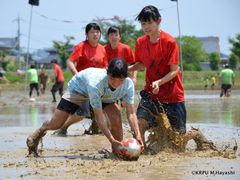 田んぼラグビーの様子