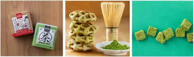(左から)ひとくちようかん／静岡抹茶の茶っふるん／SHIZUOKA CHA RUSK