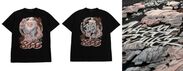 「ストリートファイター6」ミューラルアート プリント クラックTシャツ(豪鬼)　(左：新品、中：経年イメージ、右：経年イメージ　プリント部分拡大)